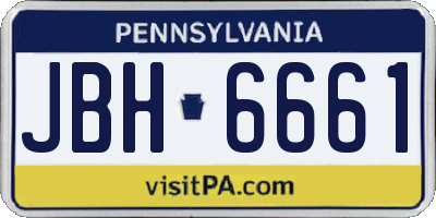 PA license plate JBH6661