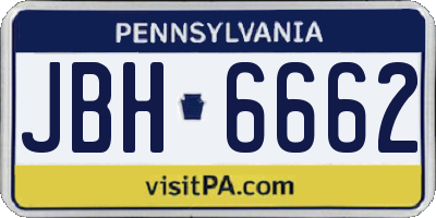 PA license plate JBH6662