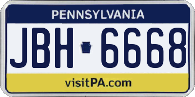 PA license plate JBH6668