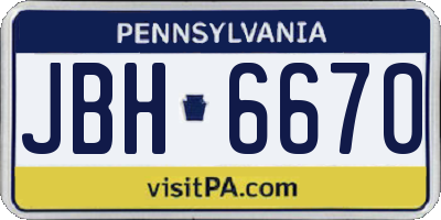 PA license plate JBH6670