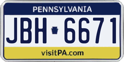 PA license plate JBH6671