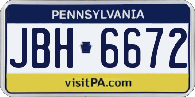 PA license plate JBH6672