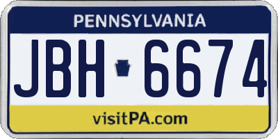 PA license plate JBH6674