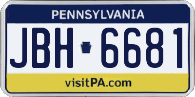 PA license plate JBH6681