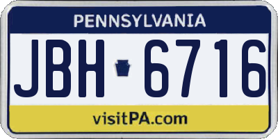 PA license plate JBH6716