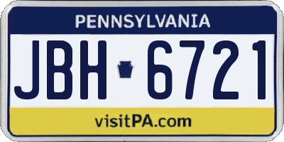 PA license plate JBH6721