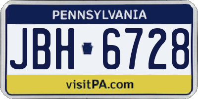 PA license plate JBH6728