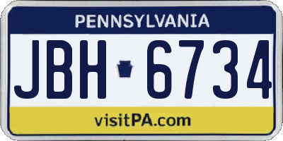 PA license plate JBH6734