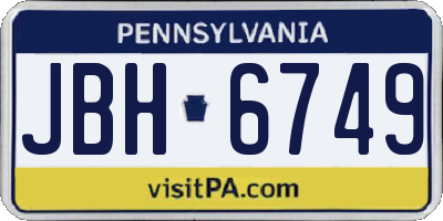 PA license plate JBH6749