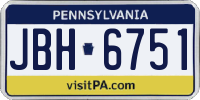 PA license plate JBH6751