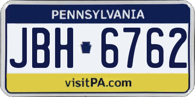 PA license plate JBH6762