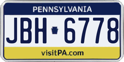 PA license plate JBH6778