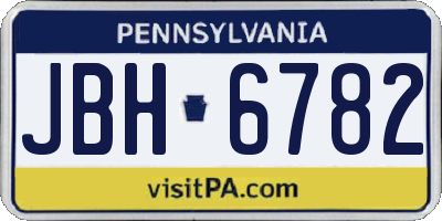 PA license plate JBH6782