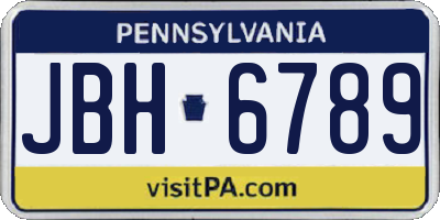 PA license plate JBH6789