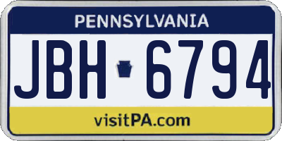 PA license plate JBH6794