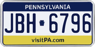 PA license plate JBH6796