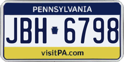 PA license plate JBH6798