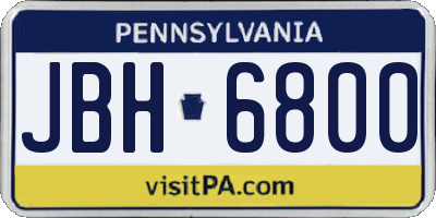 PA license plate JBH6800