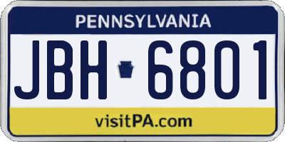 PA license plate JBH6801