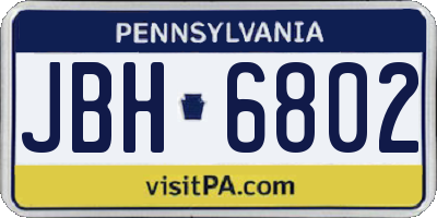 PA license plate JBH6802