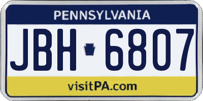 PA license plate JBH6807