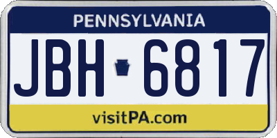 PA license plate JBH6817