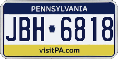 PA license plate JBH6818