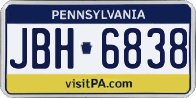 PA license plate JBH6838