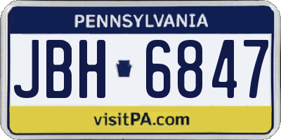 PA license plate JBH6847