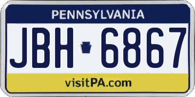 PA license plate JBH6867