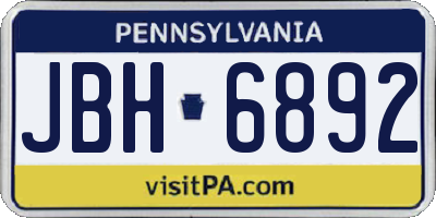 PA license plate JBH6892