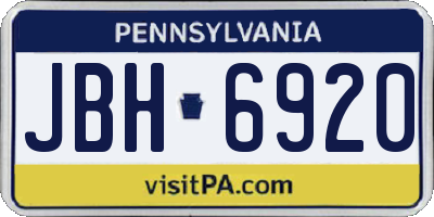 PA license plate JBH6920