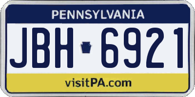 PA license plate JBH6921