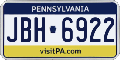 PA license plate JBH6922