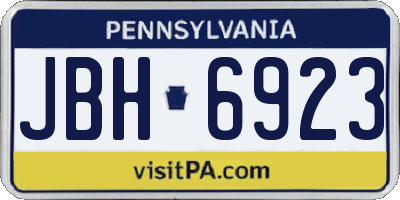 PA license plate JBH6923