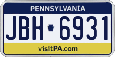 PA license plate JBH6931