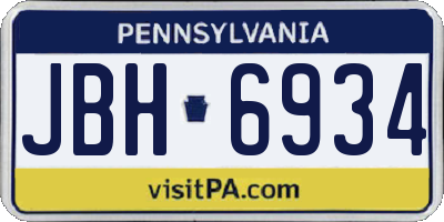 PA license plate JBH6934