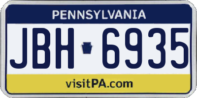 PA license plate JBH6935