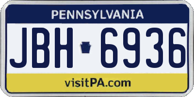 PA license plate JBH6936