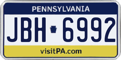 PA license plate JBH6992