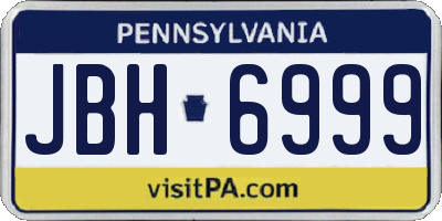 PA license plate JBH6999