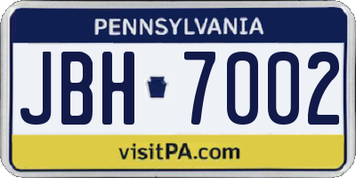 PA license plate JBH7002