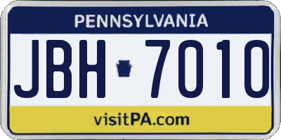 PA license plate JBH7010