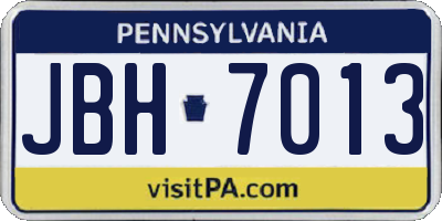 PA license plate JBH7013