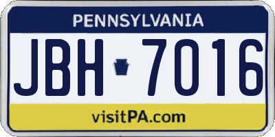 PA license plate JBH7016