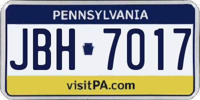 PA license plate JBH7017