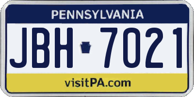 PA license plate JBH7021