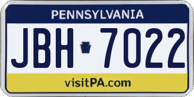 PA license plate JBH7022