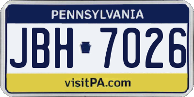 PA license plate JBH7026