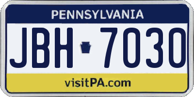 PA license plate JBH7030